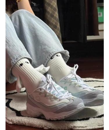 PeaboO Magnetic Couple Holding Hands Socks - 2 Pairs | Mid-Tube Funny Big Eye Socks for Men and Women | Cute and Unique Gift Idea - Buy Online on GoSupps.com