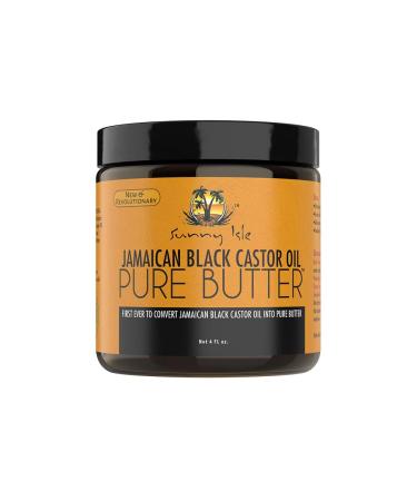 Sunny Isle Jamaican Black Castor Oil Pure Butter, 4 fl. oz. | 100% Natural, Ideal for Dry Sensitive Skin, Fades Scars & Blemishes Brown 4 Fluid Ounce