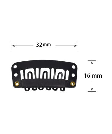 50 Pieces U-Shape Metal Snap Clips for Hair Extensions - 32mm Black 6-Teeth Combs with Rubber - Durable Wig Clips - Buy Online on GoSupps.com