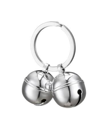 ROHOME Pure Copper Cat Dog Collar Bells Pet Tracker Round Handmade Copper Pendant Bells Brass Bells for Collar Dog Loud Anti-Lost Training Bells silver