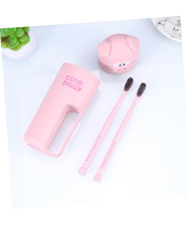 Zerodeko Cartoon Toothbrush Tumblers - Set of 2 Pink Bathroom Cups | Travel-Friendly Tooth Mugs (6.5x20.5 cm) - International Shipping Available - Buy Online on GoSupps.com