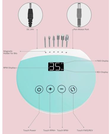 ENGERWALL Electric Nail Drill 35000 RPM - Professional Low Noise & Vibration Nail File for Salon & DIY - Green - Buy Online on GoSupps.com