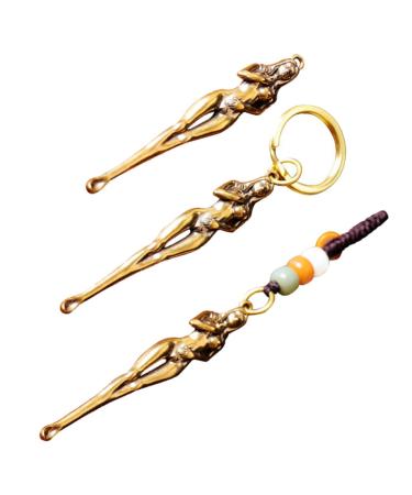 Alipis 3pcs Brass Ear Pick Automotivearts & Crafts Tweezer Cleaner Keychain Tools Tiny Ear Spoons Mini Scooper Feng Shui Keychain Metal Ear Scoops Pendant Goddess Ear Spoons Brass Pendant