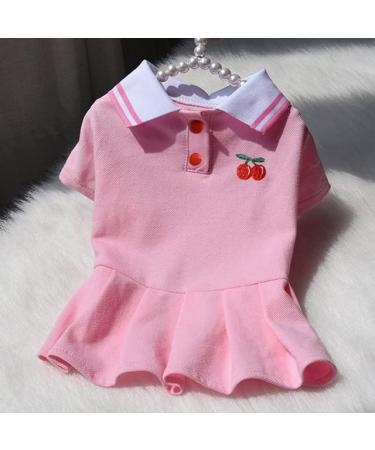 Spring Summer Dog Dress Cat Chihuahua Puppy Shirt Yorkshire Terrier Pomeranian Maltese Clothes Bichon Small Dog Clothing Pink L