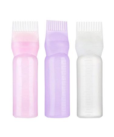 AUFY Hair Oiling Applicator Root Comb Applicator Bottle Oil Applicator For Hair Dye Hair Dye Applicator Brush 3 Pack For Hair Root Comb Color With Graduated Scale Hair Color Applicator Bottles |Purple