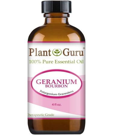 Plant Guru Geranium Bourbon Essential Oil 4 oz - 100% Pure Undiluted Therapeutic Grade | International Shipping Available - Buy Online on GoSupps.com