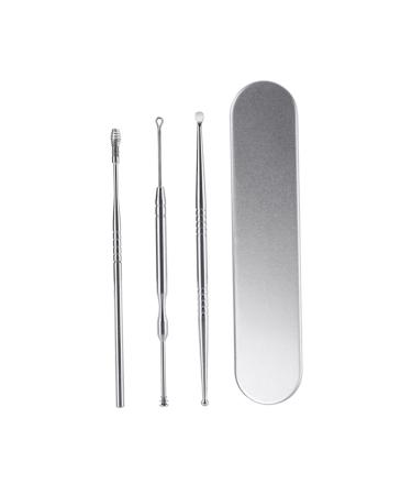 Ear Spoon 3pcs Ear Cleaning Kit Ear Wax Removal Tool Ear Cleaner Ear Spoon Earmuffs Stainless Steel Silver Set Ear Cleaners Ear Spoon Ear Spoon Wax Remover Ear Wax Cleaner Ear Suit