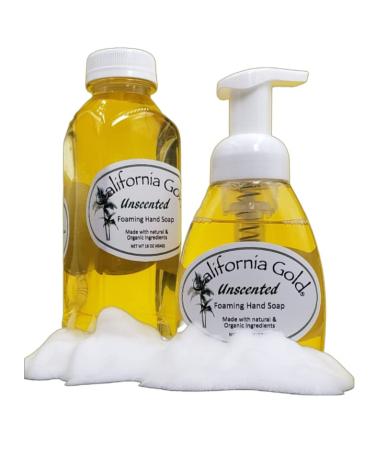 California Gold Artisan Soaps Unscented Foaming Hand Soap-All Natural and Organic 1-8 oz. Bottle with 16 oz. Refill Bottle (24 oz. total)