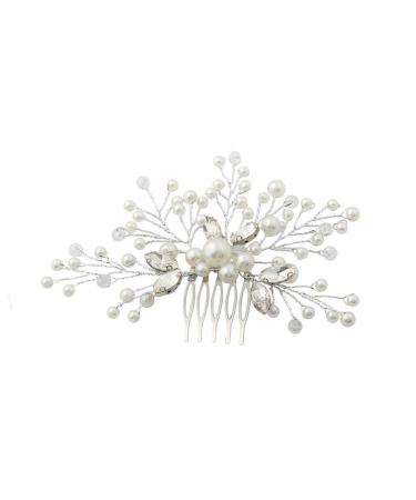 Beaupretty Hair Comb Tiara Bridal Headpiece Wedding Hair Combs Bride White Accessories Pearl Headdress Accessories