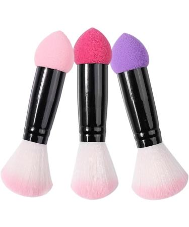 FOMIYES 2 in 1 Makeup Brush Dual-Ended Cosmetic Brush with Sponge Puff and Loose Powder Brush for Foundation Concealer Eyeshadow Blush - Buy Online on GoSupps.com