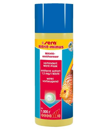 Sera Nitrit -Minus 250 ml - water supply aquarium immediate help against nitrite removed up to 1.5 mg/l nitrite per dosage bends nitritpeak before 250 ml single - Buy Online on GoSupps.com