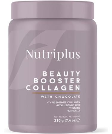 FARMASi Nutriplus Beauty Booster Collagen Chocolate for Skin Care and Hair Growth Grass Fed Collagen Powder for Muscle Growth 7.4 oz / 210g