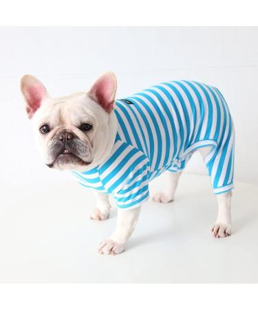 Bt Bear Fat Dog Clothing | Classic Striped Pajamas for Pugs French Bulldogs & Cats | Soft Cotton Overalls for Small & Medium Dogs (Blue L) - Buy Online on GoSupps.com