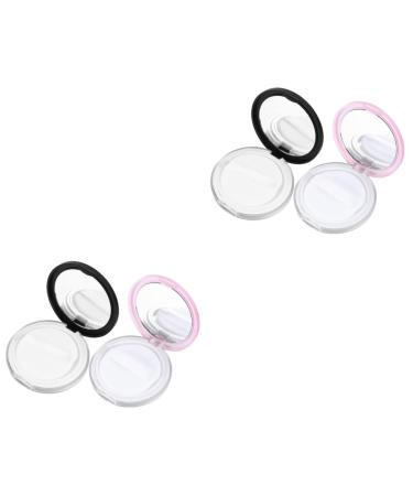 FRCOLOR 4 Sets Powder Puff Storage Box Blusher Puff Case Foundation Powder Case Diy Makeup Powder Case Loose Powder Makeup Empty Powder Case Makeup Puff Portable Powder Eye Shadow Baby 7.5x7.5x1cmx2pcs Pink Blackx2pcs