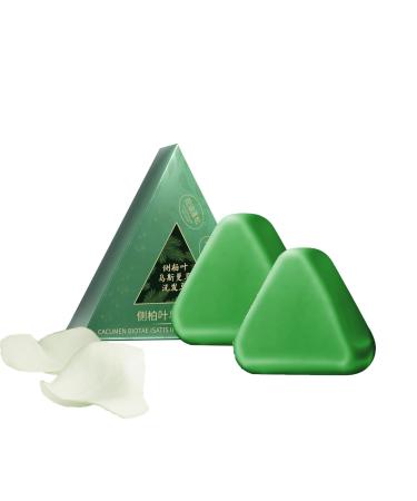 G n rique Nature Seven Green Soap Shampoo Nature Triangle Shampoo Bar Natural Plant-Based Solid Shampoos Bar Gentle Cleansing Nourishing Care For Looking Hair Strengthens Hair (2PC)