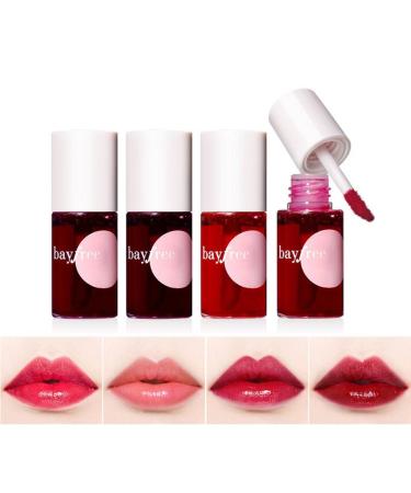 Beliky Girl Lip Stain Tint Set Mini Liquid Lipstick Moisturizing Lip Stain Lip Eye And Cheek TripleUse Rouge Lip Gloss Natural Waterproof Sweatproof Lipstick 4 PCS SET