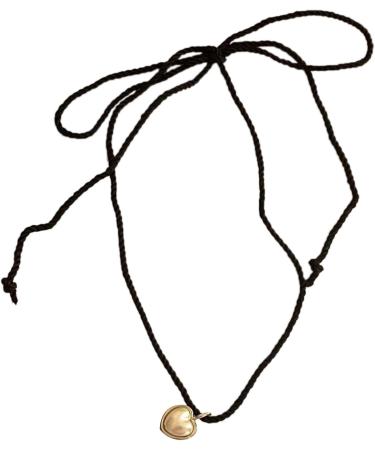 Vsilay Y2K Pearl Heart Necklace - Adjustable Black Rope Chain for Women & Teen Girls | Trendy Gold Accessory - Buy Online on GoSupps.com