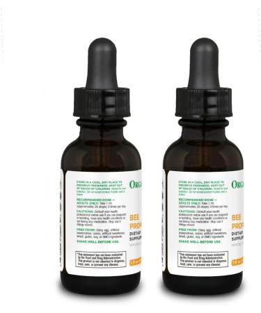 Organika Bee Propolis Tincture 1 oz x 2 Pack: Clean and Vegan Propolis Extract for Immune Defenses Throat and Breath - Free of Gluten GMO & Artificial Flavors - 20 Day Prop Drops Supply 1 Fl Oz (Pack of 2) - Buy Online on GoSupps.com