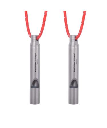 Boundless Voyage Titanium Emergency Whistle 2 Pack Outdoor Emergency Survival Camping Hiking Loud Whistle Coaches Training Sports Keychain Whistle with Lanyard