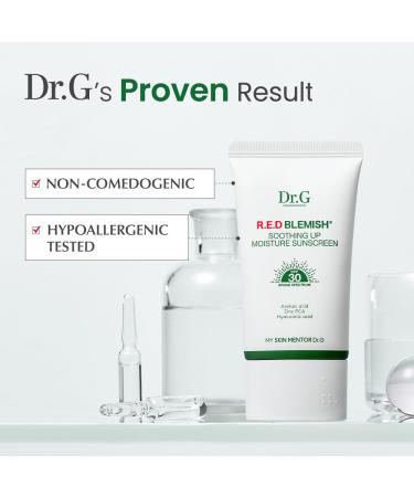 Dr. G R.E.D. Blemish Soothing Up Moisture Sunscreen - Korean Sunscreen with No White Cast - Broad Spectrum SPF for Sensitive Skin - Non-Greasy - With Hyaluronic & Azelaic Acid - 1.69 fl oz - Buy Online on GoSupps.com