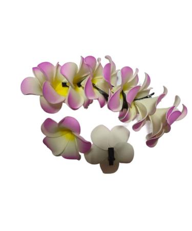 Hawaiian Plumeria Flower Hairpins Hair Clip  12PCS Bohemia Foam Flower Hair Clips  Hawaii Hair Clips For Bridal Wedding Party Beach Holiday(Rose Red)