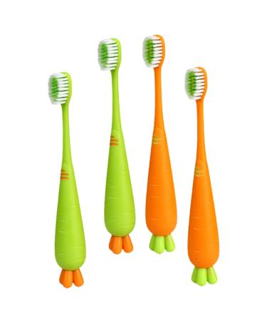 Nolitoy 4 pieces of carrot toothbrush manual children's toothbrush manual toothbrush for children toothbrush for everyday use manual toothbrush for children at home