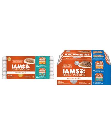 IAMS Perfect Portions Wet Cat Food Adult Grain Free | Chicken and Tuna Pat & Cuts in Gravy Variety Pack