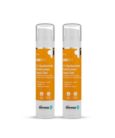 VIVA 1% Hyaluronic Sunscreen Aqua Ultra Light Gel with SPF 50 PA++++ For Broad Spectrum UV A UV B & Blue Light Protection | No White Cast | Light Weight and Fragrance Free - 50g | Pack of 2.