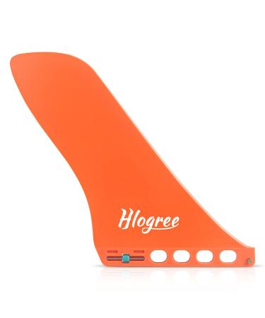 HLOGREE 9'' SUP Fin, 9 INCH Surf & SUP Single Center Water Fin Quick Release DetachableStand up Paddleboard Fin - Free No Tool Fin Screw Replacement for Longboard Surfboard Stand-Up Paddleboards Orange