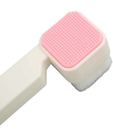 Double Sided Face Brush Soft Bristles Facial Cleansing Brush Ergonomic Long Handle Exfoliator Facial Scrubber Fiber Wool - Buy Online on GoSupps.com