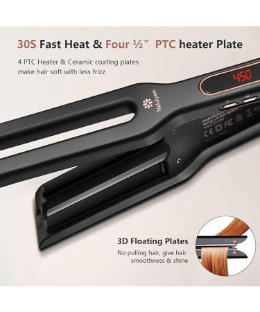 Buy Professional Ceramic Hair Straighteners - Dual Plate PTC Flat Iron for Thick Hair | Ten-Speed Temperature Control for Salon-Grade Styling - Buy Online on GoSupps.com
