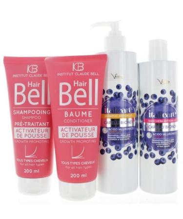 Veana Veana Hyaluronic Acid Shampoo with Blueberry 500ml + Anti-Yellowing Hair Mask 300ml + HairBell Shampoo and Conditioner 2 x 200ml for up to 3% hair growth