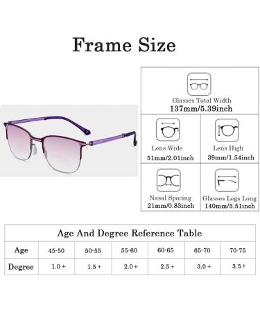 GHARAZ Foldable Bifocal Reading Glasses for Women - Photochromic Modern Computer Aid in Purple (Size: 2.0+) - Buy Online on GoSupps.com