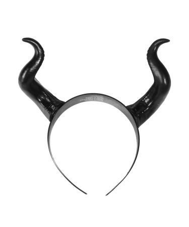 Lurrose Devil Horns Headband Maleficent Horns Headband Devil Horns Cosplay Black Horns Headband Demon Horns Headpiece Cow- horn Shape Headband Halloween Horns Headband