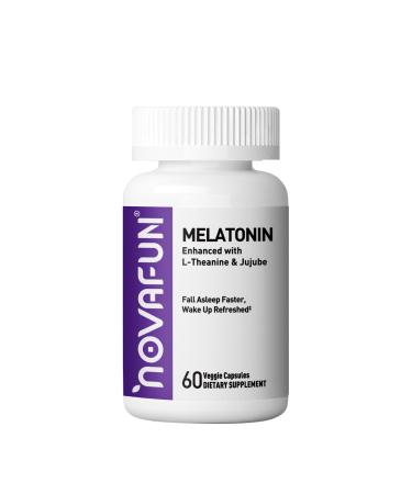 Novafun Melatonin 5mg Supplement with L-Theanine & Jujube Seed Extract Support Sleep & Relaxation Vegan Non-GMO 60 Capsules
