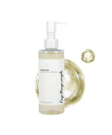 Heartleaf Pore Control Cleansing Oil Oil Cleanser Korean Daily Makeup Blackheads Removal Lightweight Korean Skincare Cleanser Facial Cleanser Oil for All Skin Types (100ml)
