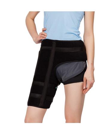 Groin Support Wrap for Men Women - Compression Thigh Support Adjustable Hip Injury Stabilizer Recovery Brace Strap For Hip Groin Quad Hamstring Black L