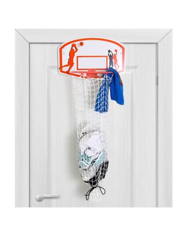 Bundaloo Basketball Laundry Hamper - Over The Door 2 In 1 Hanging Basketball Hoop Or Laundry Hamper Boys & Girls Room Decor - Fun Gift