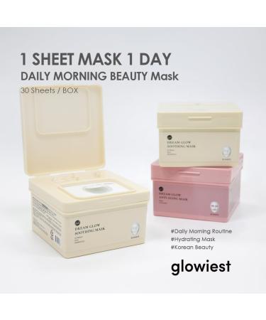 DREAM GLOW BEAUTY MASK | 30ea Korean Facial Skin Care | Soothing Sheet Mask with Soybean Rice Probiotics & Niacinamide | Deep Hydration with Multi-weight Hyaluronic Acids - Buy Online on GoSupps.com