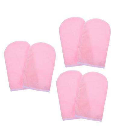 3paires Gants De Paraffine Cire Mitaines De Bain pour Accessoire De Soins Peau Ensemble De Rose avec Bord Blanc