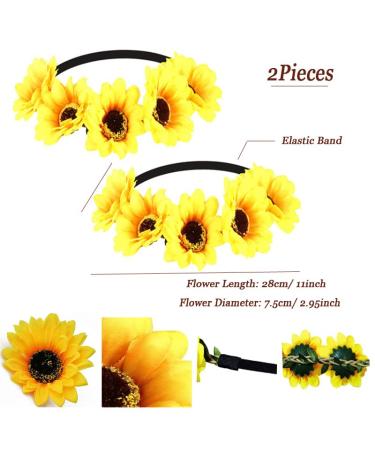 Joyci Sunflower Hair Accessories Set - 8 Pieces Boho Headbands, Hairpins & Wreath for Wedding & Hippie Party (Headband Set B) - Buy Online on GoSupps.com