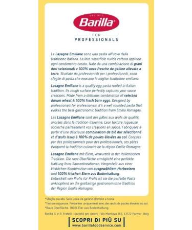  Barilla Barilla Emiliane Chef Lot de 6 lasagnes all'Uovo 6 x 500 g - Buy Online on GoSupps.com