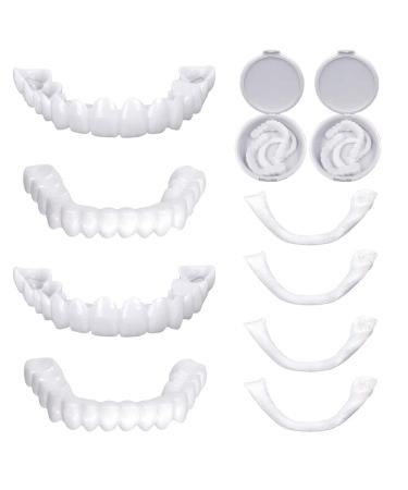 2 pairs of veneers teeth at the top and bottom Skjjl teeth for plug in braces artificial teeth lightening dentures false teeth Temporary whitening repair kit for men and women