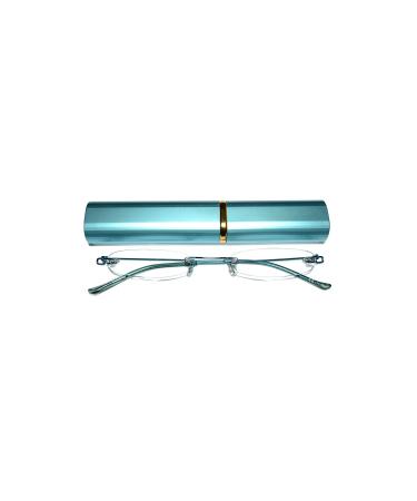 Rimless reading glasses - turquoise - ultra light - strength +2.0 diopters