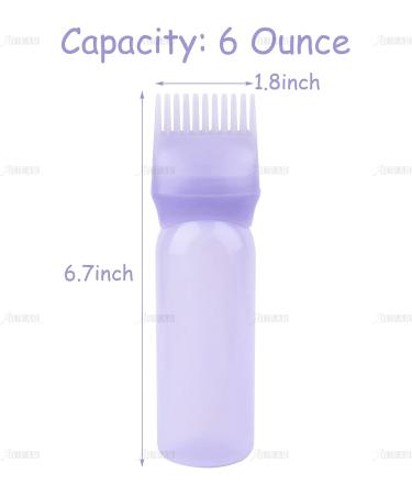 AUEAR 3 Pack Root Comb Applicator Bottle 6oz for Hair Color Dye - Salon Care Plastic Squeeze Bottle with Graduated Scale - 3 Pack Set - Buy Online on GoSupps.com