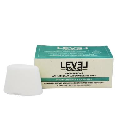 Level Naturals Shower Steamers 4 Organic Menthol + Essential Oil Shower Bombs  Vegan  Cruelty-Free  Made in USA  Great as SPA Gifts for Mom  Birthday Gifts  Unique Gift for Men  Women (Organic Menthol + Eucalyptus)