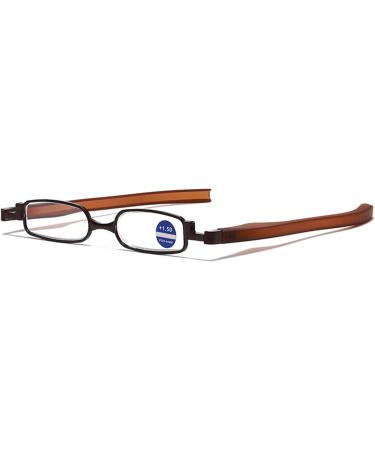 Lanomi Foldable Reading Glasses - 360 Rotating Temples Mini Pocket Reader Metal Design | +1.00 to +4.00 Diopters in Brown - Buy Online on GoSupps.com
