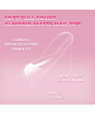 NOVAL Short Almond Nail Tips 504 PCS - Matte Almond Shape Press on Nails for Women - DIY Nail Art Business - Buy Online on GoSupps.com