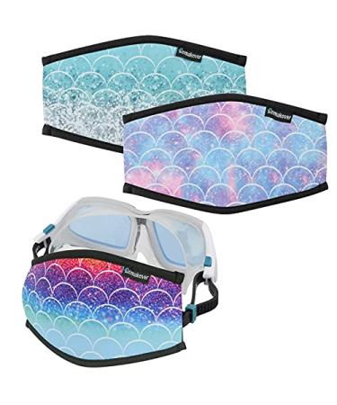 Neoprene Mask Strap Cover, Reflective Diving Mask Straps Hair Protector Wrap for Dive and Snorkel Masks Water Sports Fish Scales