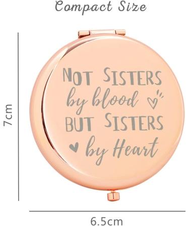Dyukonirty Sisters Compact Travel Makeup Mirror - Rose Gold Unbiological Sister Gift - Unique Personalized BFF Gifts - Buy Online on GoSupps.com